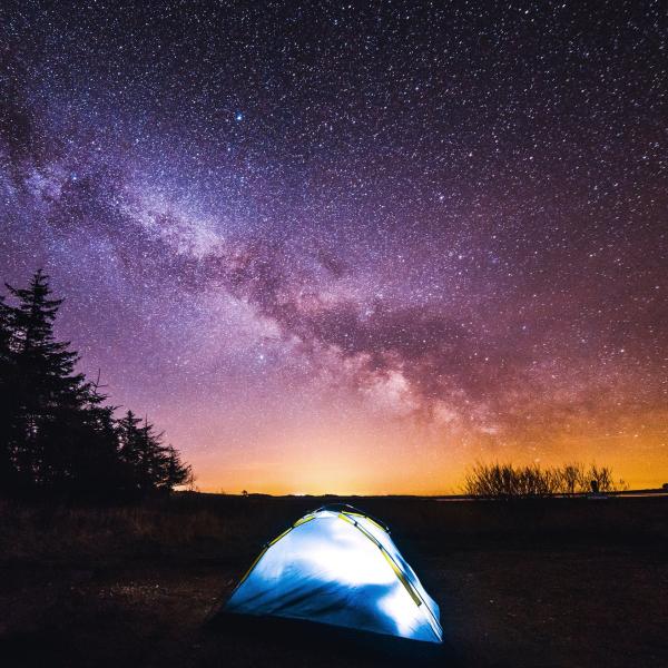 Tent under the stars in Thy National Park in North Jutland