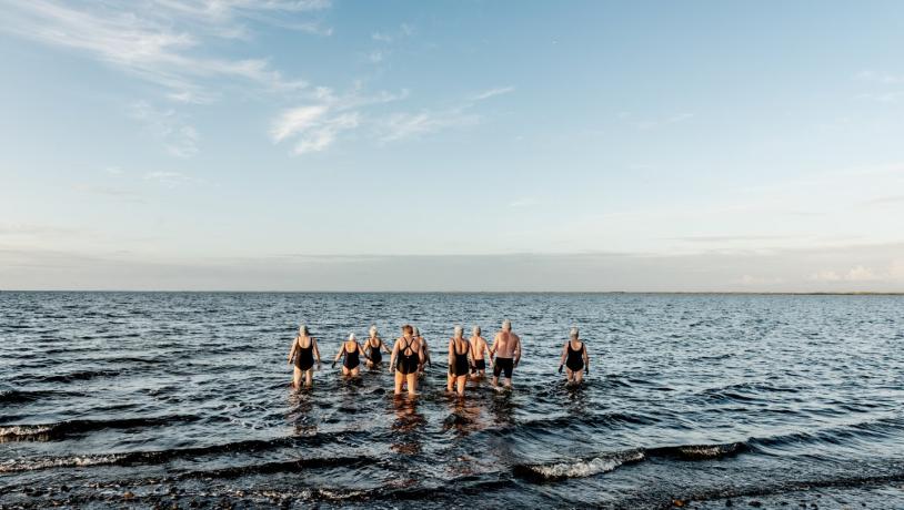 Winter bathers in West Jutland, Denmark
