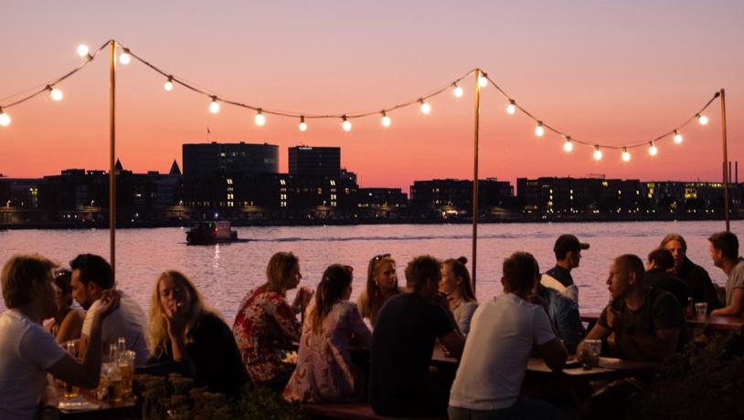 Summer evening at Reffen street food market in Copenhagen