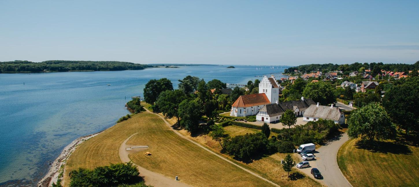 Luftaufnahme der Stadt Svenborg im Süden von Fünen, Dänemark