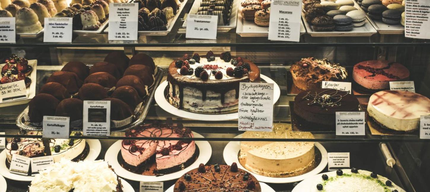 Kuchen in einer dänischen Bäckerei in Kopenhagen