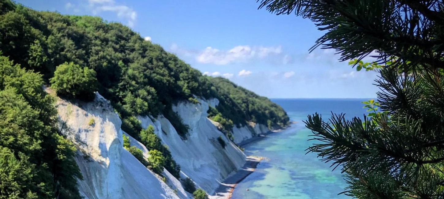 The white cliffs of Møn are located south of Copenhagen