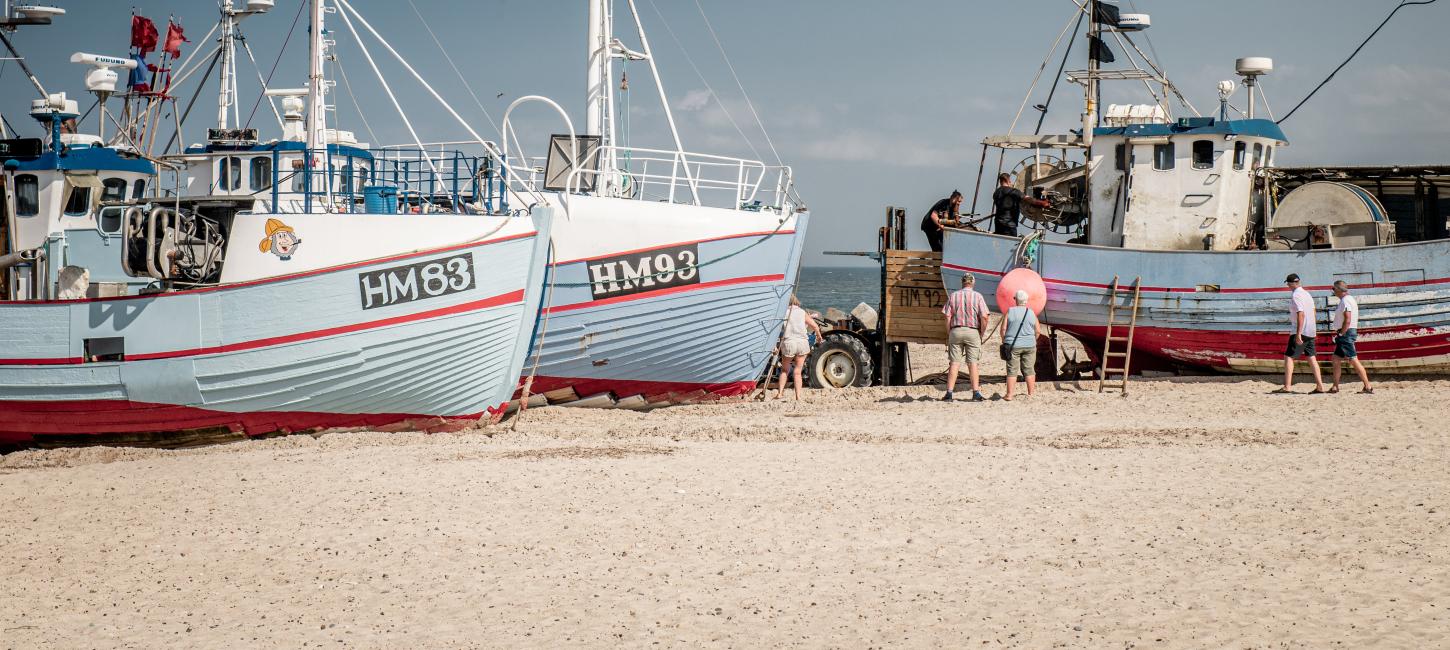 Ein Bild von Fischerbooten am Strand in Thorupstrand