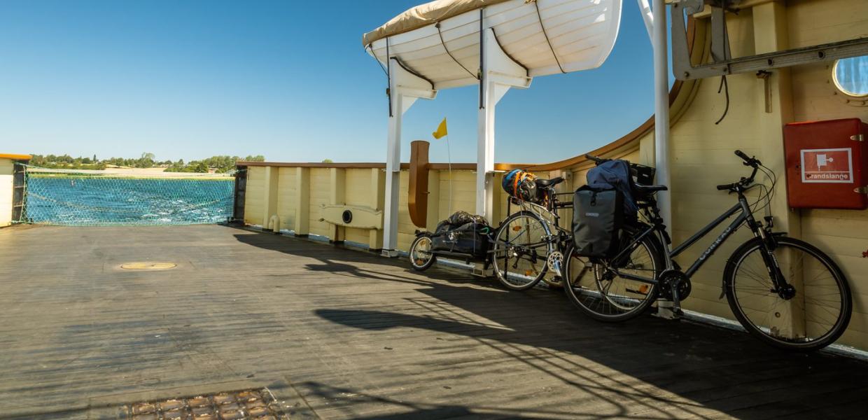 Bikes on the small ferry Ida in Denmark