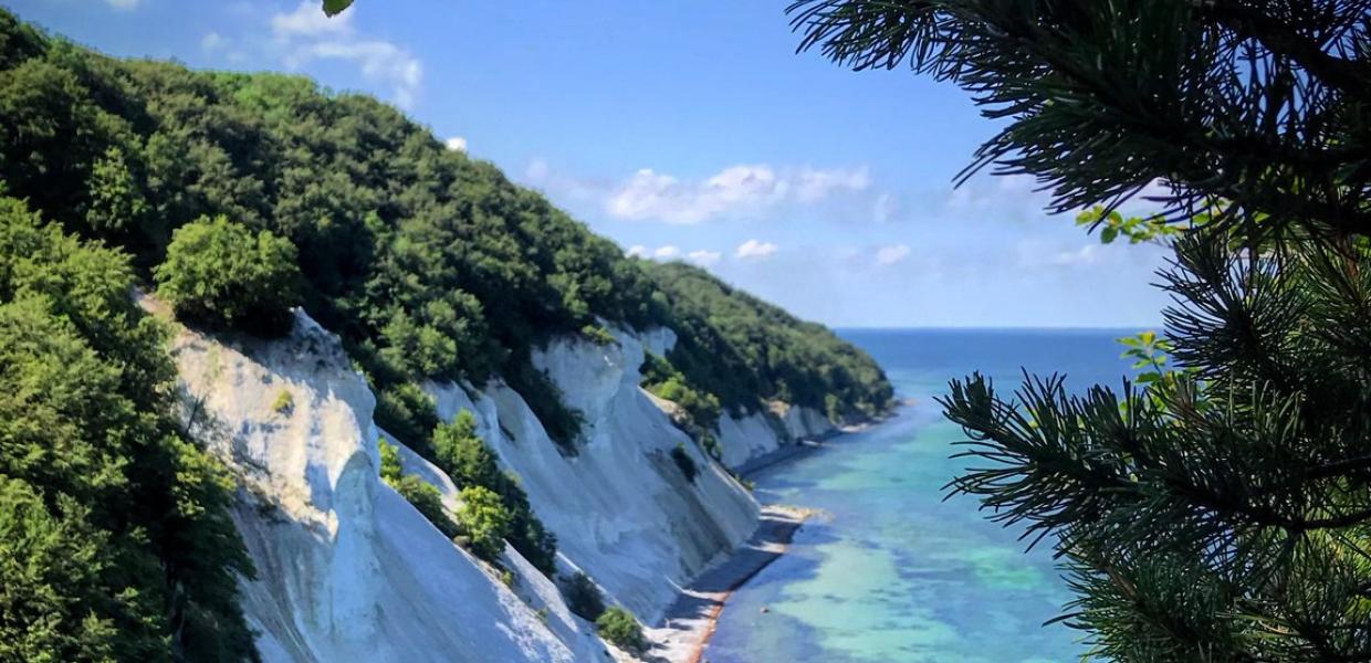The white cliffs of Møn are located south of Copenhagen