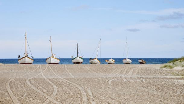 Slette Beach Fishing Boats
