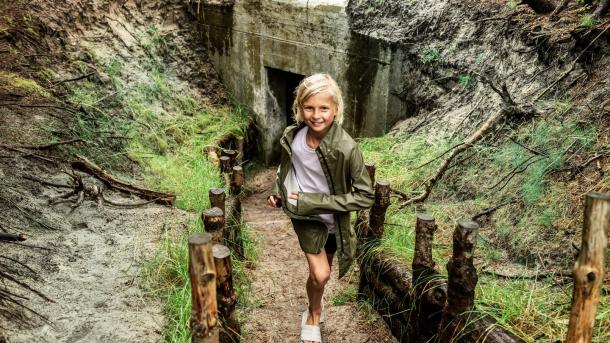 Little girl walking through the Muesum in Hanstholm, Thy