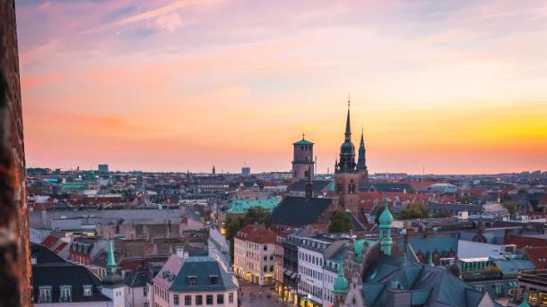 Colourful sunset above Copenhagen
