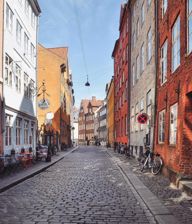 The colourful buildings in  Magstræde, one of Copenhagen's oldest streets.