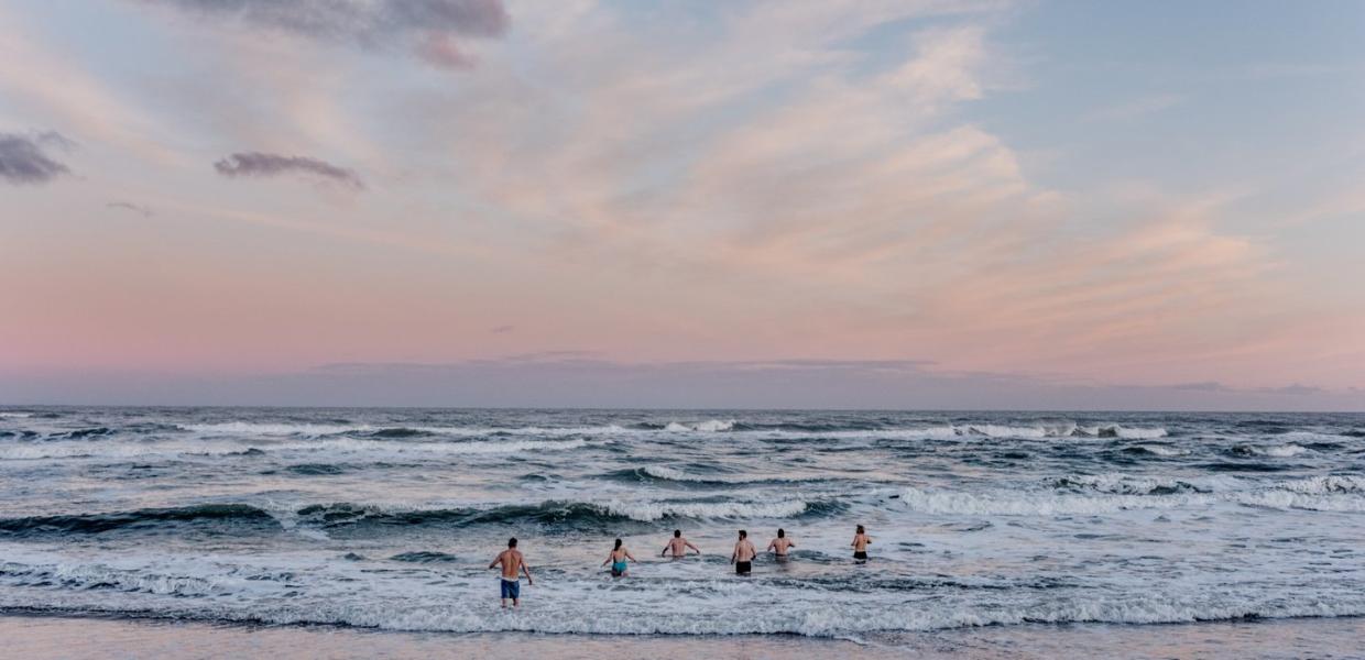 Winter swimmers in North Jutland.