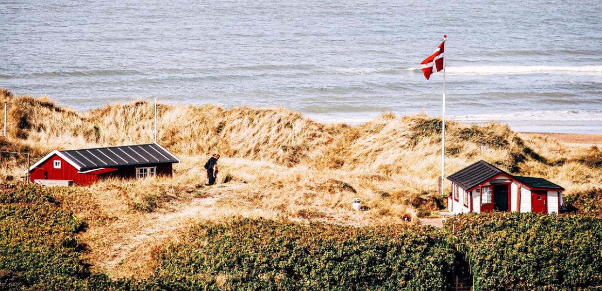 View over the Summerhouses at Tornby beach, Denmark