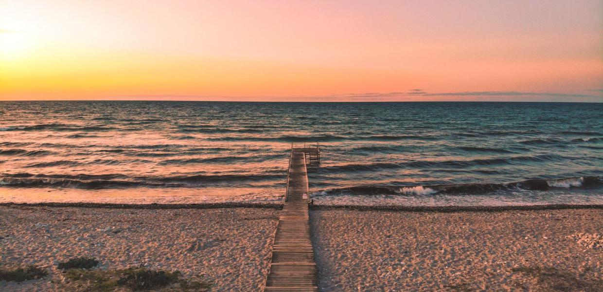 Beach Klint in Westzealand in the sunset