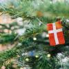 Danish flag decoration on a Christmas tree