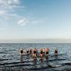 Winter bathers in West Jutland, Denmark