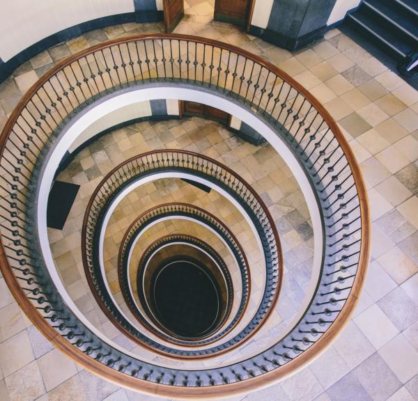 The spiral staircase of Axelborg in Copenhagen