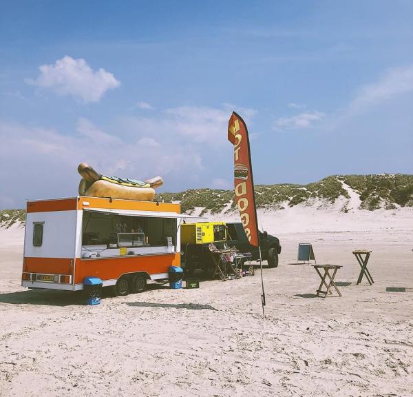 Hot dog stand on a beach in Denmark