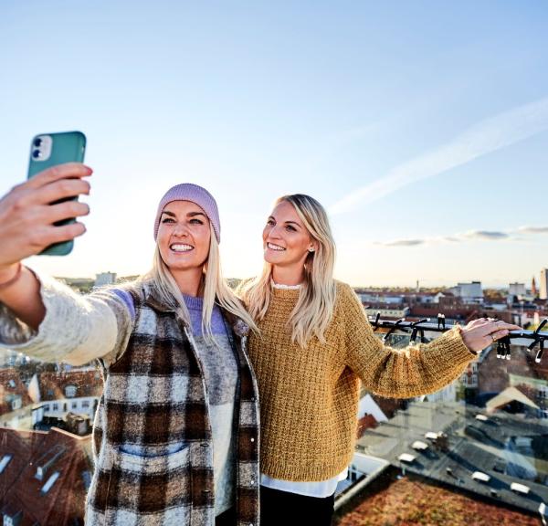 Women in Aalborg taking a selfie