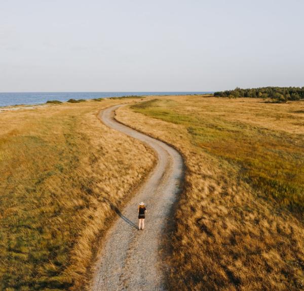 Endelave, Coast land, woman standing in a field