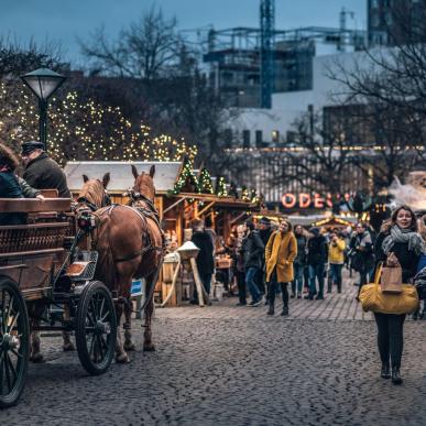 Weihnachtsmarkt in Odense auf Fünen in Dänemark