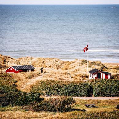 View over the Summerhouses at Tornby beach, Denmark