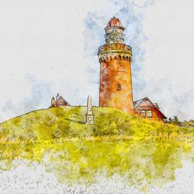 Zeichnung vom Bovbjerg Leuchtturm in Dänemark