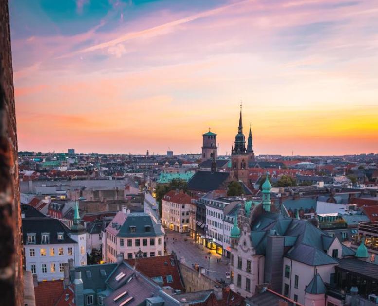 Colourful sunset above Copenhagen