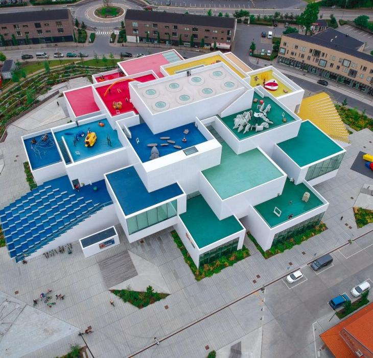 LEGO House in Billund, Denmark, seen from above