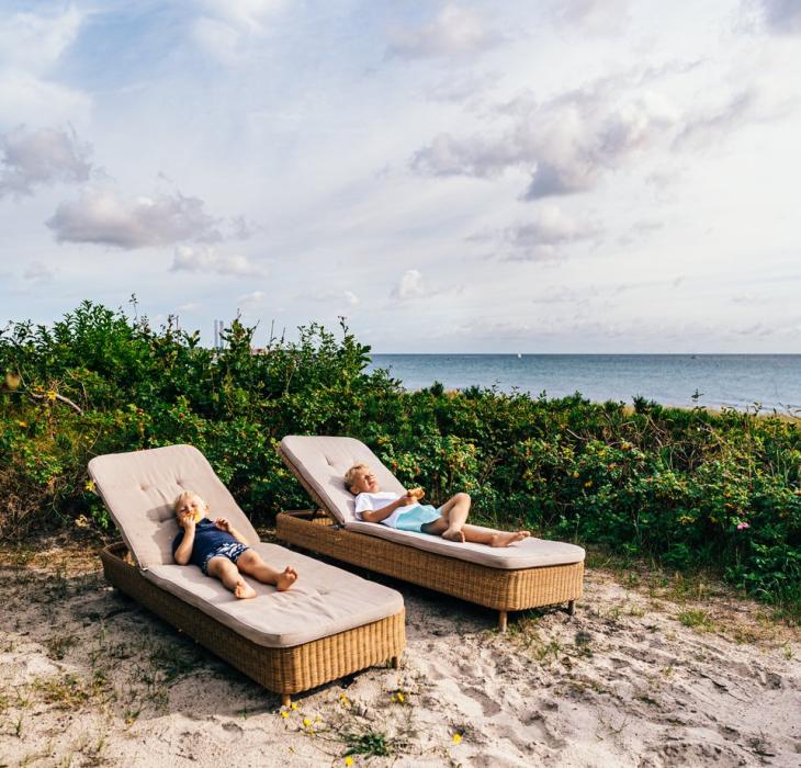 Children relax on the beach in Grenaa, East Jutland