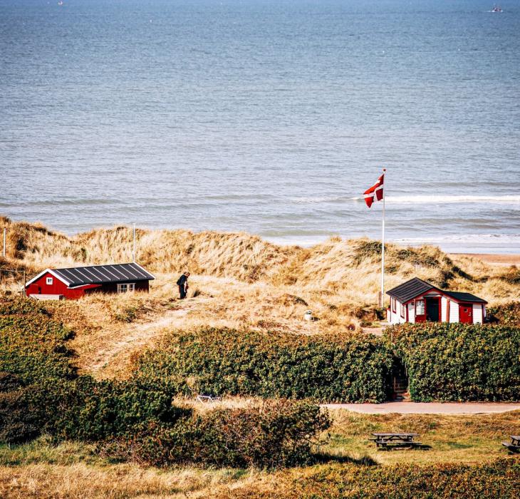 View over the Summerhouses at Tornby beach, Denmark